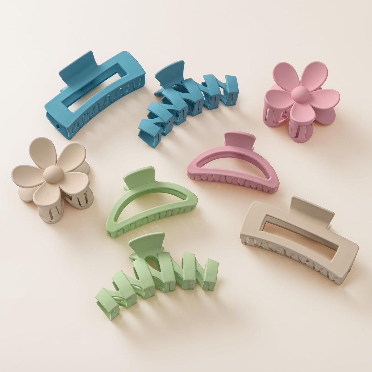 Sunolga front view of all eight colorful clips showing variety and secure hold