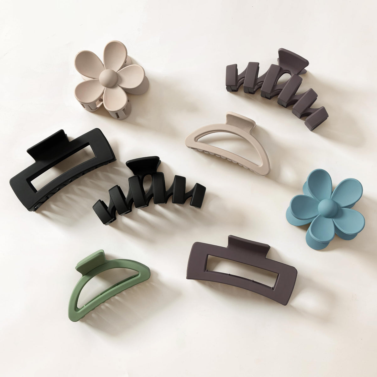 Sunolga front view of all eight neutral color clips showing variety and convenience