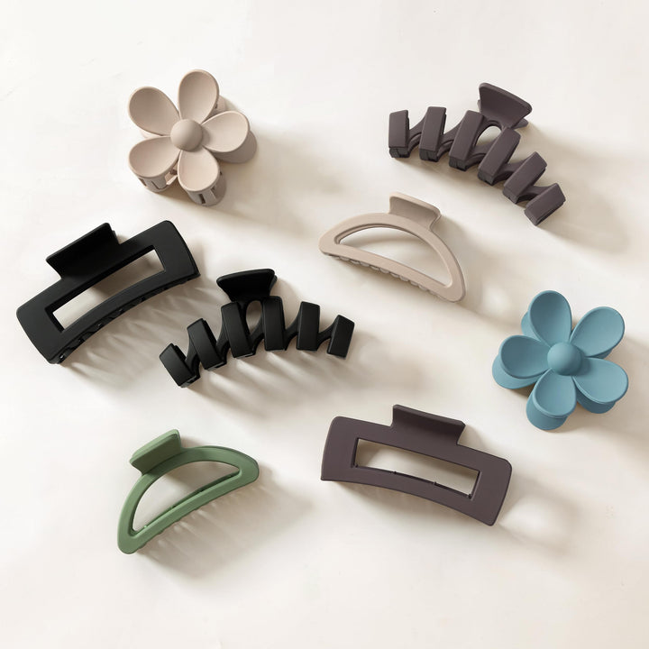 Sunolga front view of all eight neutral color clips showing variety and convenience