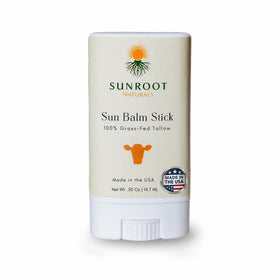 Sunroot Naturals front packaging stick showing compact travel benefit