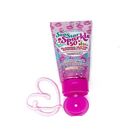 Sunshine & Glitter front packaging showing SPF 50 and playful design benefits protection