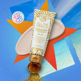 Sunshine & Glitter applied on arm showing radiant shimmer and protection