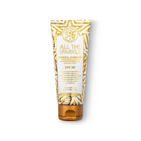 Sunshine & Glitter cream texture close-up with shimmer highlighting glow