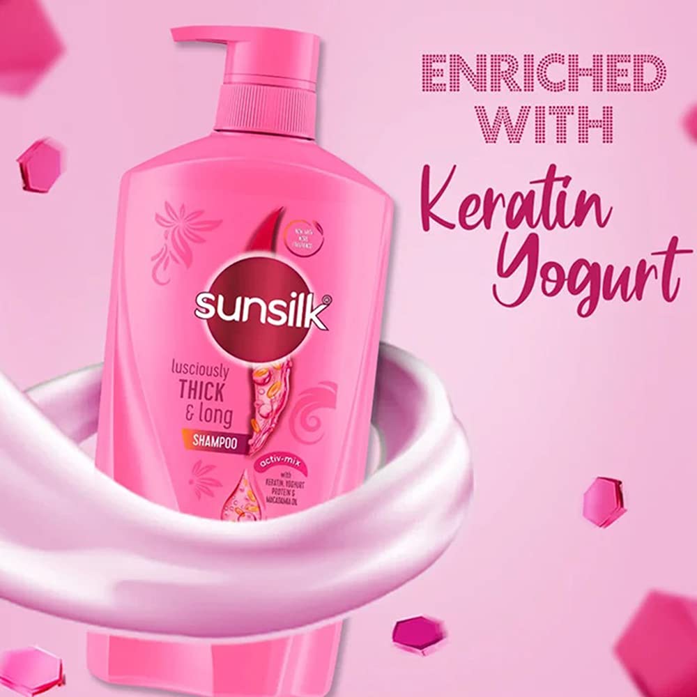sunsilk shampoo pour texture showing creamy formula for smooth application