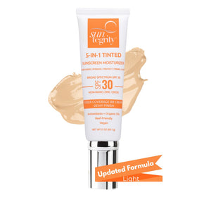 Suntegrity before and after image showing evened skin tone benefit