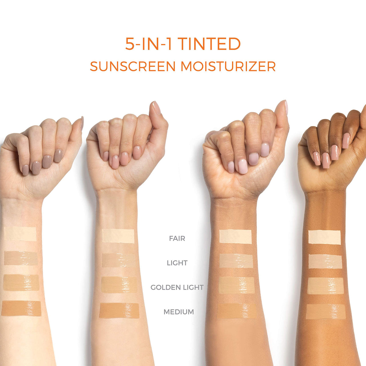 Suntegrity before and after face image showing medium tint evening complexion