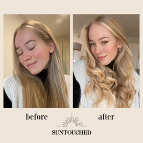 Suntouched before and after highlights showing reduced brass and glow