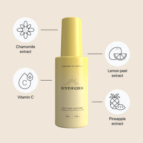 Suntouched close-up nozzle and label highlighting easy application benefit