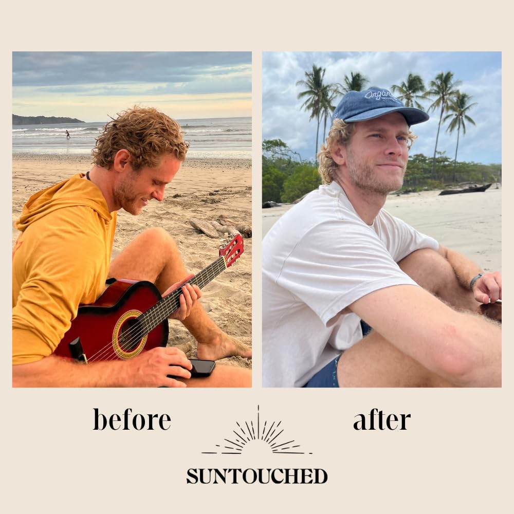 Suntouched in-use on beach hair demonstrating sun-activated brightening benefit