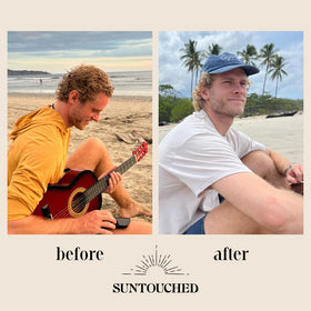 Suntouched in-use on beach hair demonstrating sun-activated brightening benefit