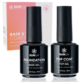 SUNUV front packaging showing both 15ml bottles and product benefit of salon-grade reliability