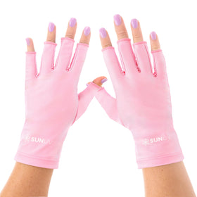 SUNUV gloves laid flat next to ruler showing size and scale advantage