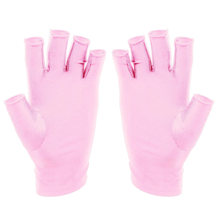 SUNUV front view of pink fingerless gloves showing coverage and neat fit