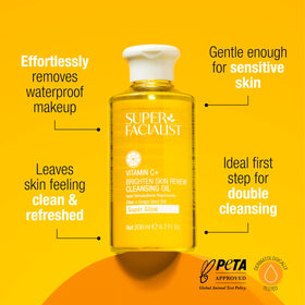 Super Facialist pump close-up dispensing cleansing oil for easy mess-free application