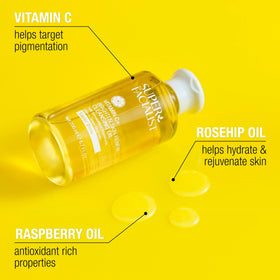 Super Facialist oil texture drop on hand illustrating silky Vitamin C blend hydration