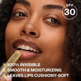 Supergoop! application on lips demonstrating invisible finish and comfortable wear