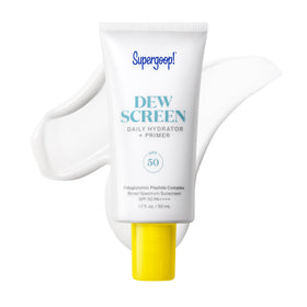 Supergoop! Dewscreen front packaging showing SPF 50 benefit