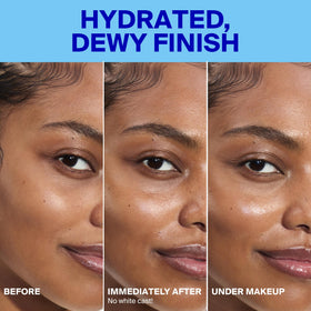 Supergoop! Dewscreen swatch on skin showing dewy, non-greasy finish
