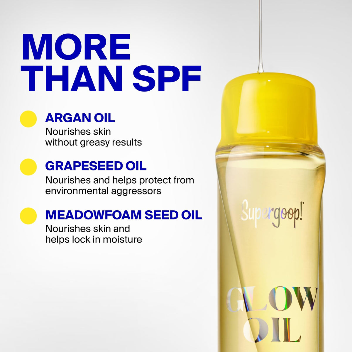 Supergoop! bottle held in hand showing 5 fl oz size and portability