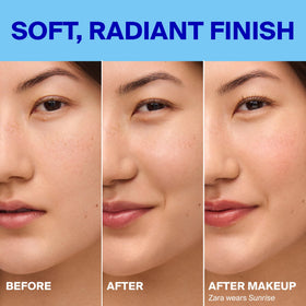 Supergoop! applying drops with fingertips for even, quick coverage