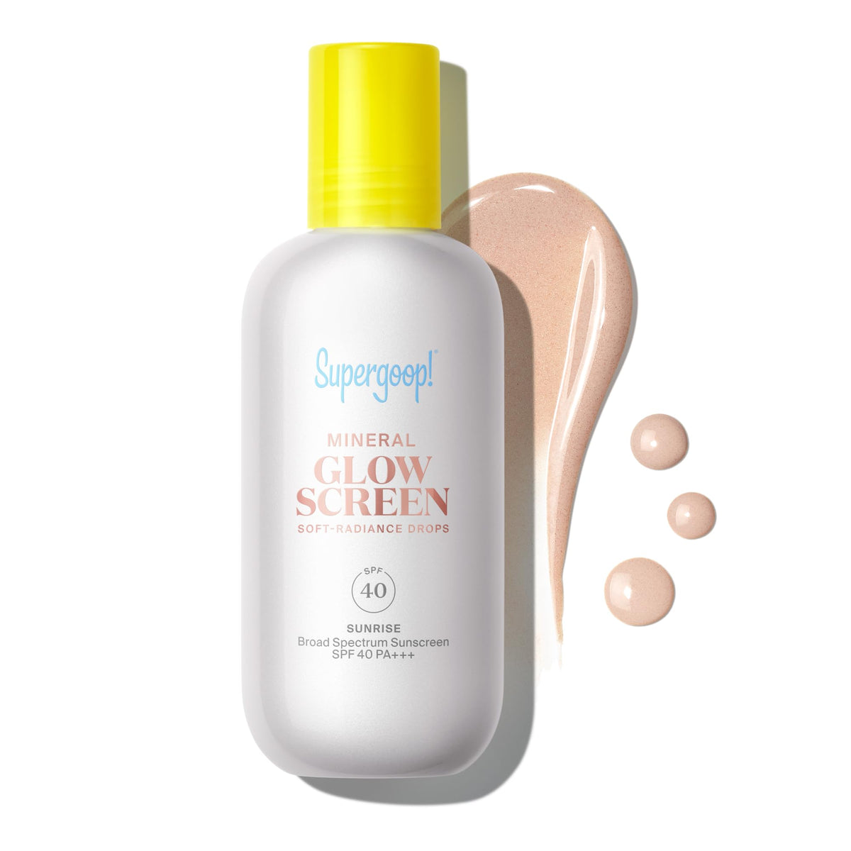 Supergoop! front packaging showing bottle and SPF benefit