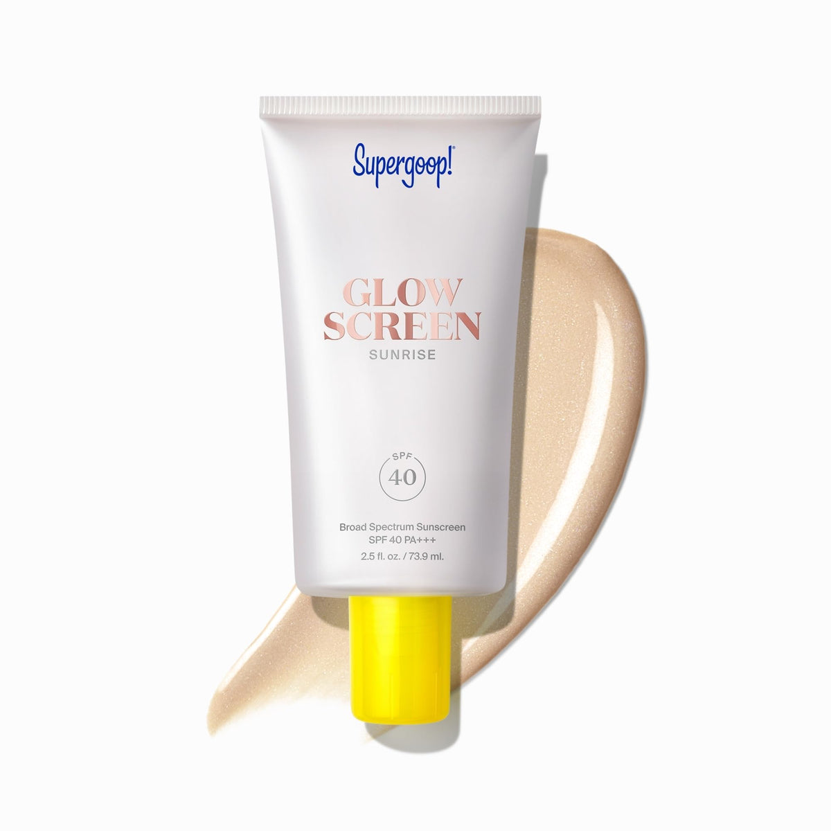Supergoop! front packaging showing SPF 40 and glow benefits