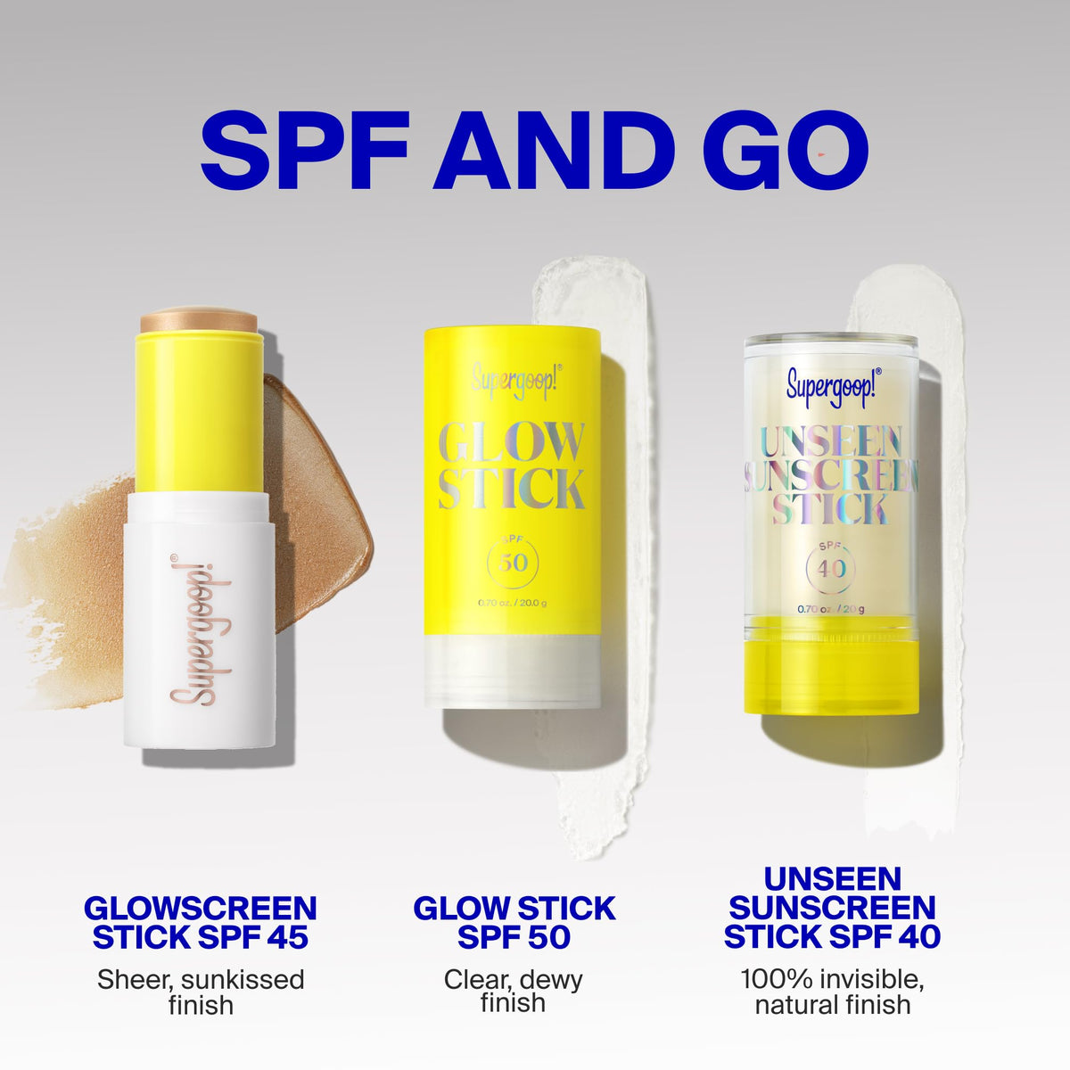 Supergoop! Glowscreen inside a makeup bag for on-the-go sun protection convenience