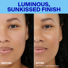 Supergoop! swatch on hand demonstrating golden hour tint and blendability