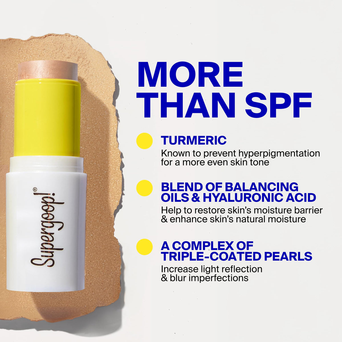 Supergoop! Glowscreen open cap beside coin showing compact 0.35 oz size