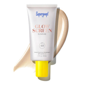 Supergoop! Glowscreen front tube showing Sunrise tint and SPF benefit