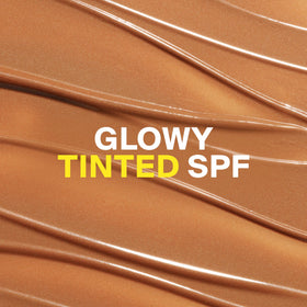 Supergoop! Glowscreen texture close-up showing dewy luminous finish benefit
