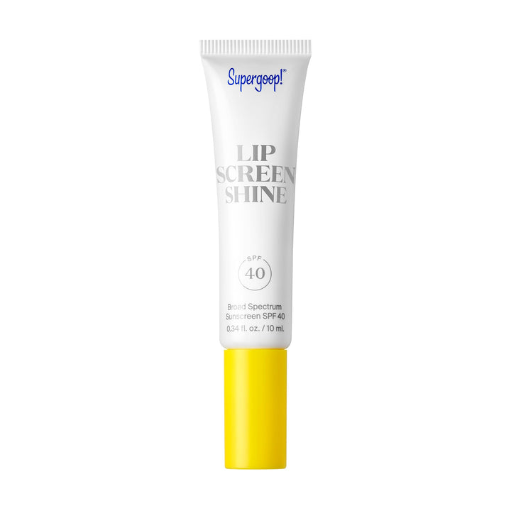 Supergoop! Lipscreen Shine front packaging showing clear gloss and SPF benefit