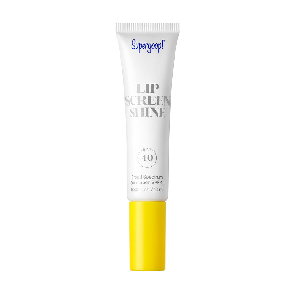 Supergoop! Lipscreen Shine front packaging showing clear gloss and SPF benefit