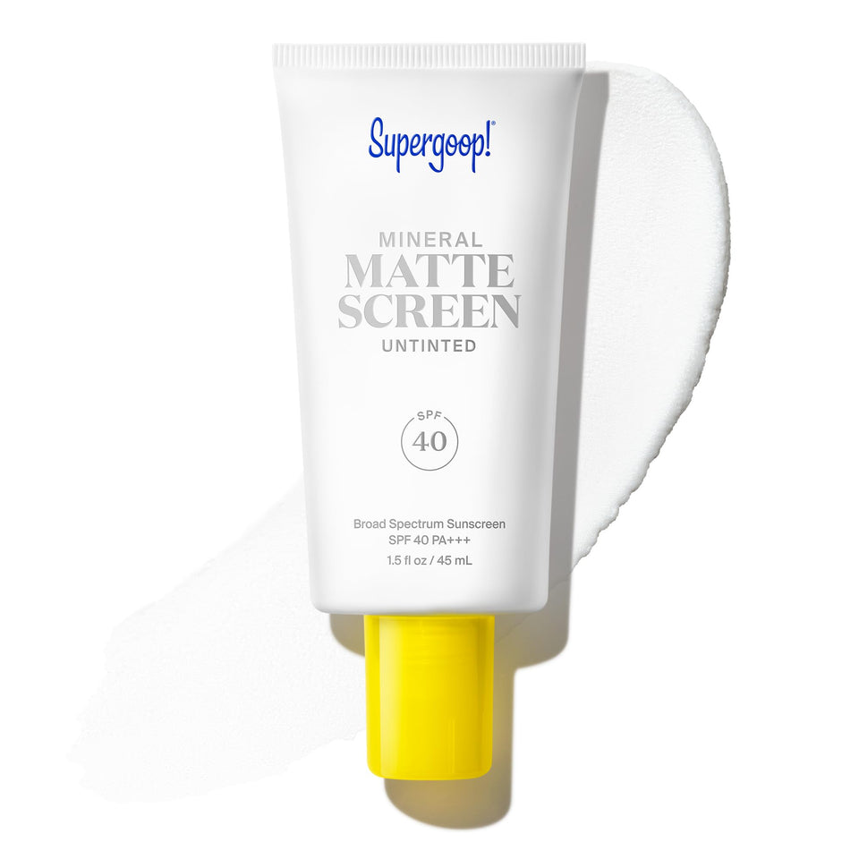 supergoop! Mineral Mattescreen front tube shows SPF 40 and mattifying benefit