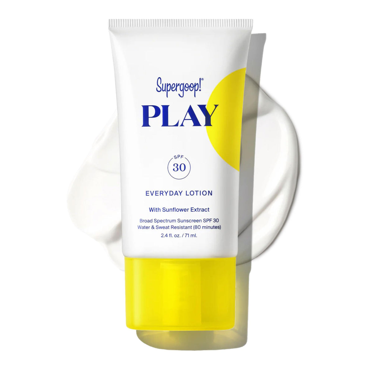 Supergoop! front packaging showing compact 2.4 oz tube and brand