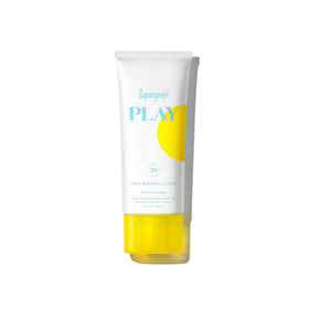 Supergoop! front packaging showing tube and SPF 30 for easy identification and portability