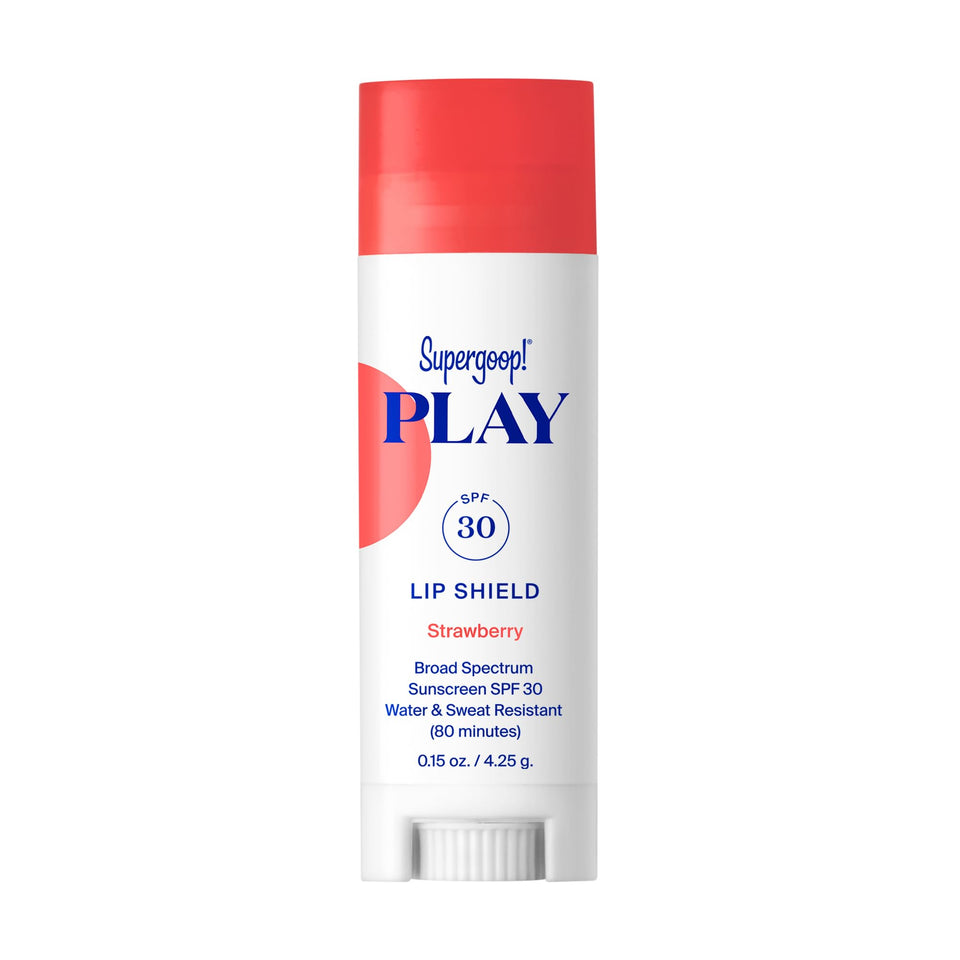 Supergoop! PLAY Lip Shield front view showing packaging and SPF protection benefit