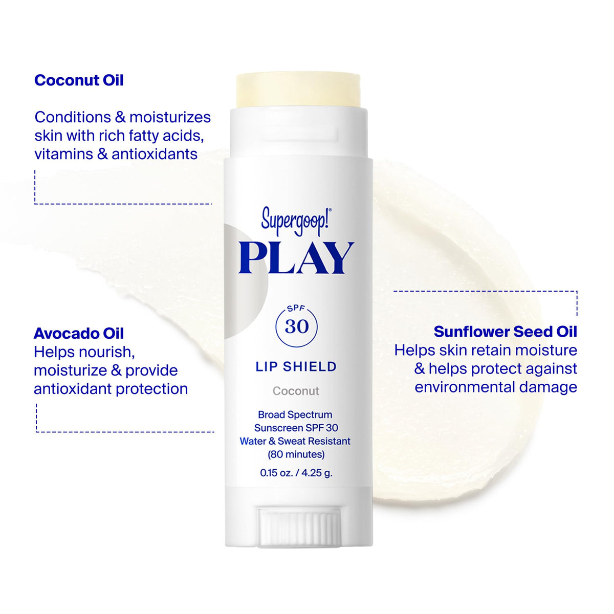 Supergoop! close-up texture of balm highlighting hydrating coconut oils
