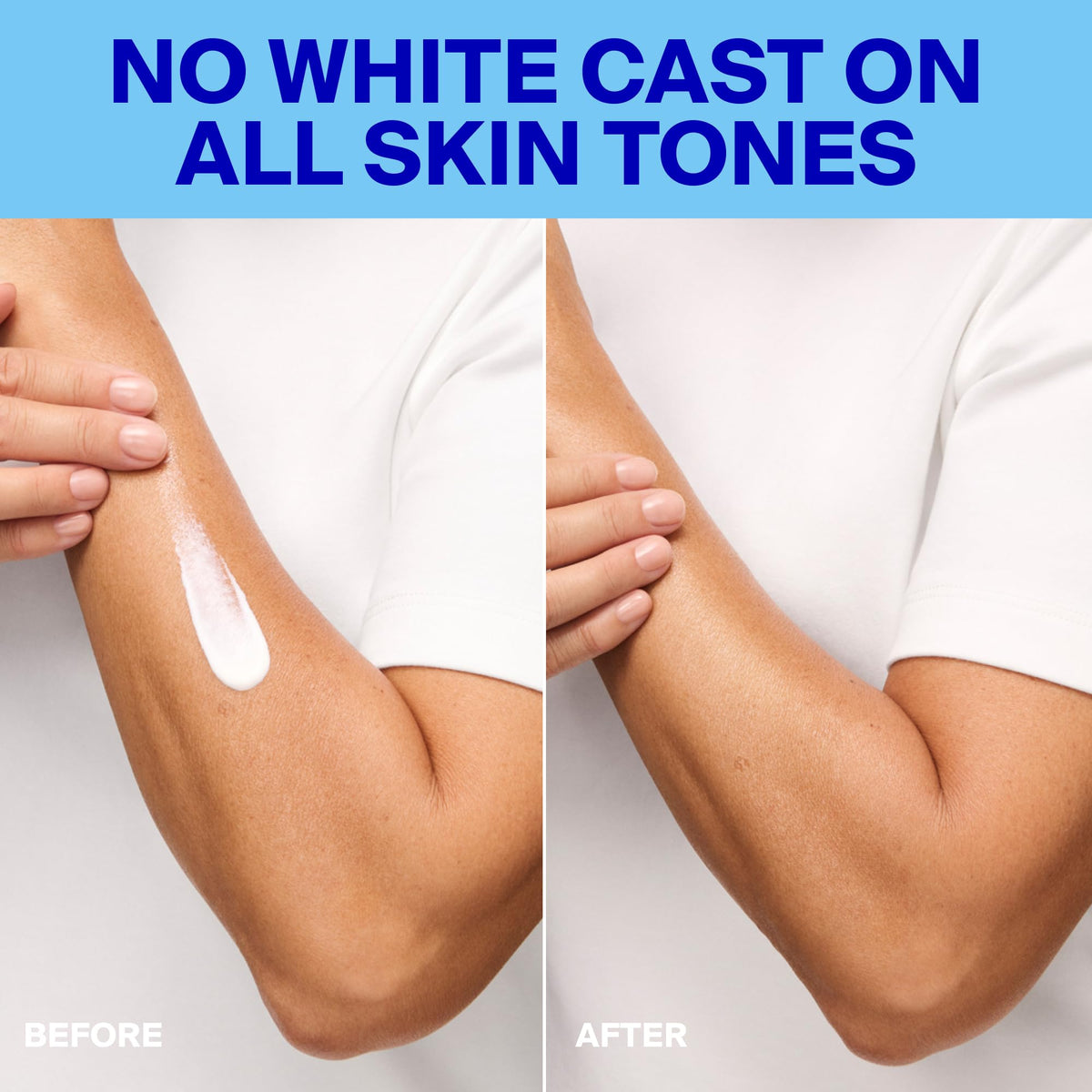 Supergoop! being smeared on arm showing easy, non greasy finish