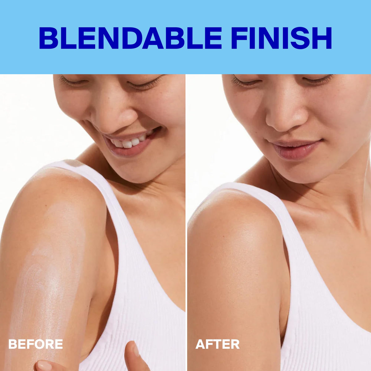 Applying Supergoop! on arm demonstrating water-resistant protection during activity