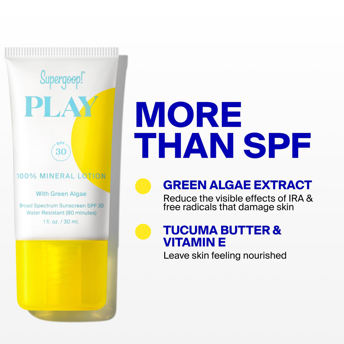 Supergoop! lotion beside travel pouch showing convenience for on-the-go protection