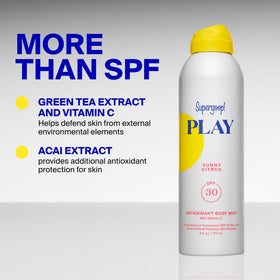 Supergoop size comparison beside common objects showing 6 fl oz portability