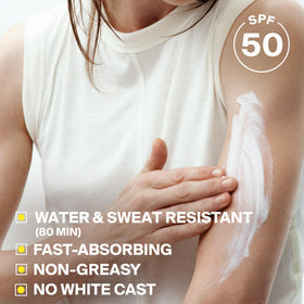 Supergoop! PLAY sunscreen on hand demonstrating fast absorption and easy spread