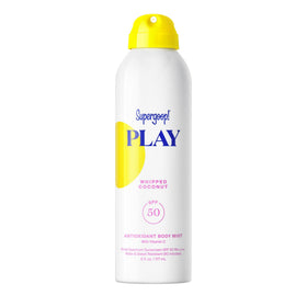 Supergoop! front packaging showing SPF 50 and whipped coconut scent benefit