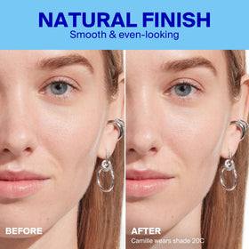Supergoop! 20C swatch on hand illustrating light cool undertone for accurate shade selection