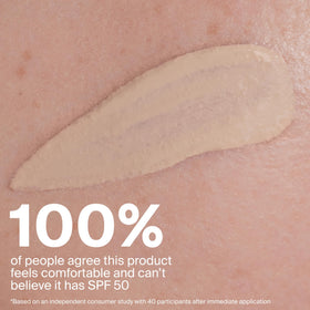 Supergoop! product applied with fingers demonstrating easy blending benefit