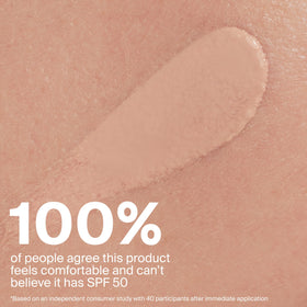 Supergoop! application with fingers showing easy blending and immediate natural finish