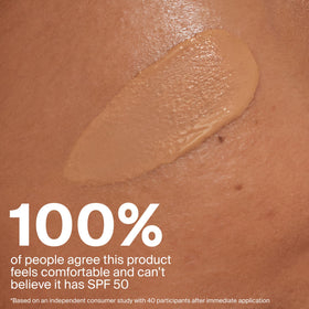 Supergoop! application on hand demonstrating sheer, even coverage