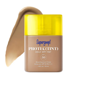 Supergoop! front packaging tube showing SPF 50 and light tint benefits