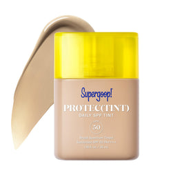 Supergoop! front packaging showing SPF 50 and lightweight tint benefit